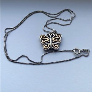 14k rose and white gold butterfly necklace